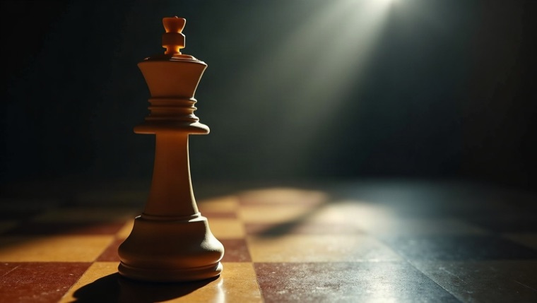 OG image, chess pawn casting a king's shadow, dramatic side light