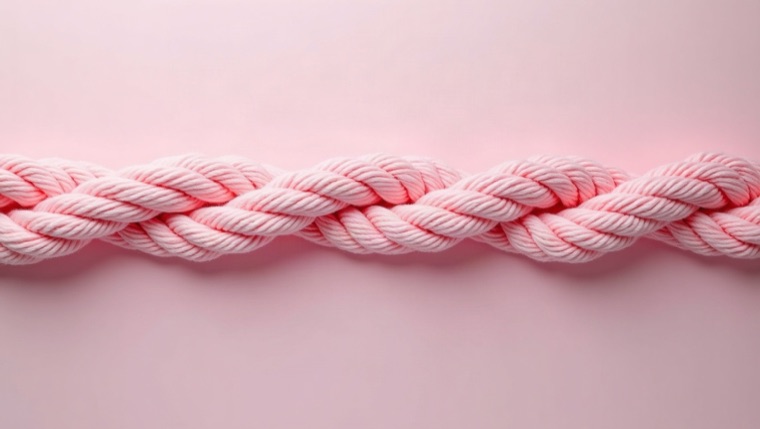 blog cover, tangled yarn slowly resolving into a straight line, pastel